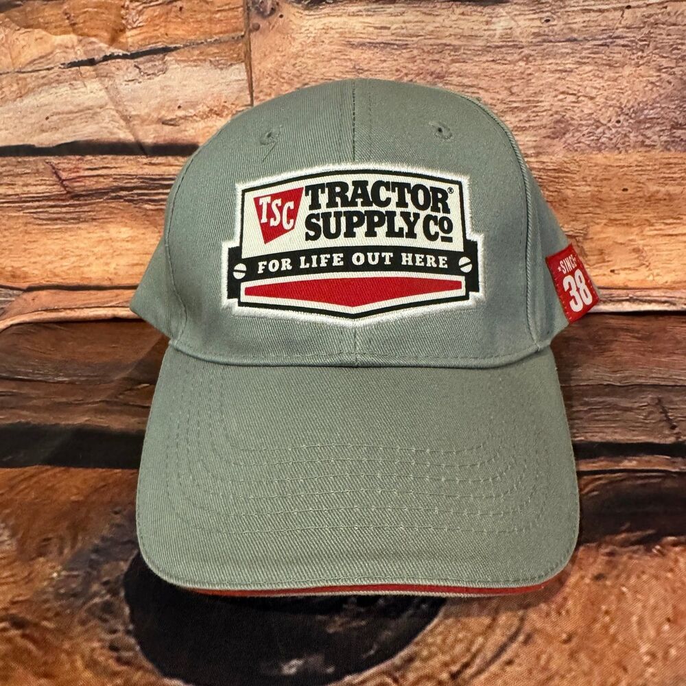 Tractor Supply Co. Baseball Cap Hat Men's Adjustable Grey Red SINCE 38
